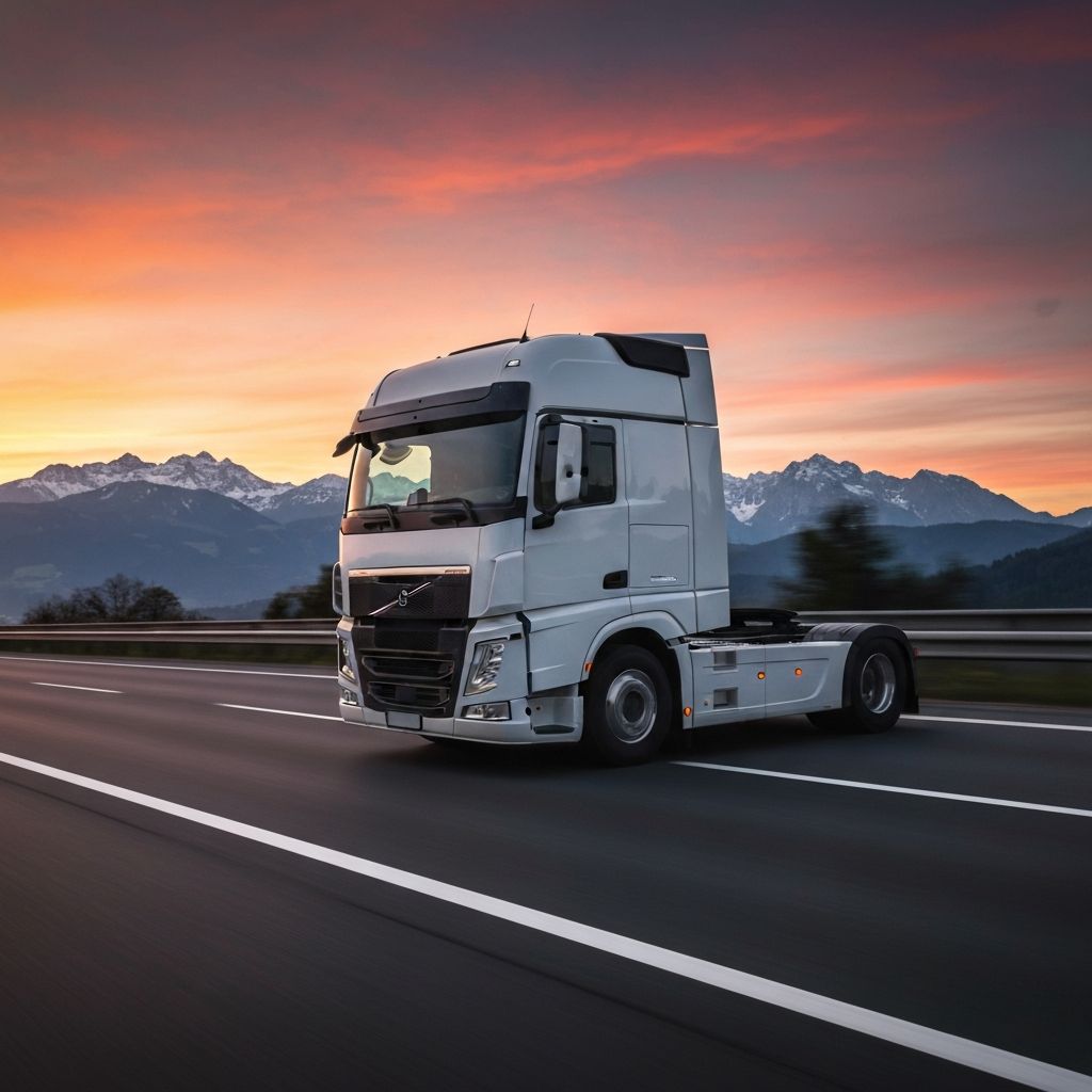 Nowoczesna ciężarówka na europejskiej autostradzie